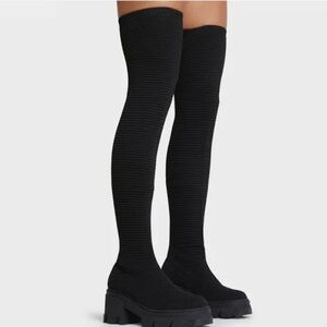 EGO Over The Moon chunky sole over the knee thigh high sock boot ribbed knit